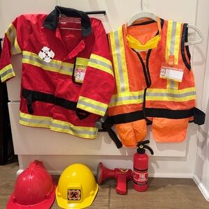 Melissa and Doug Ages 3-6 Firefighter and Construction Costume Set